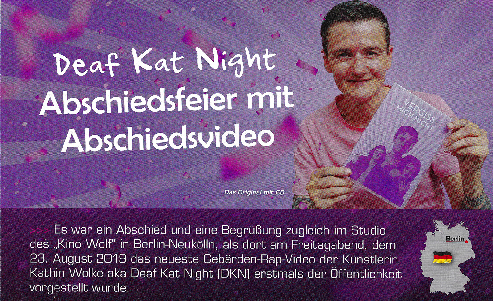Deaf Kat Night-Abschiedsfeier mit Abschiedsvideo