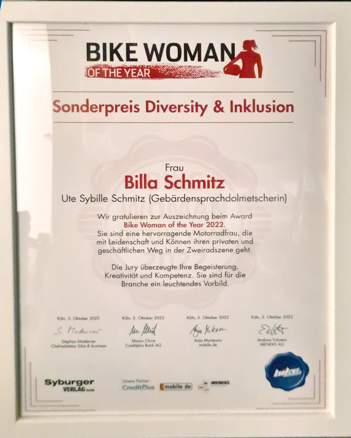Bikewoman of the Year 2022 Sonderpreis Inklusion